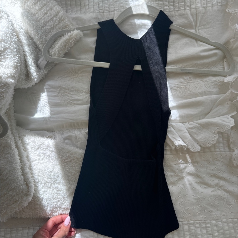 Mango Ribbed Black Knit Top - Picture 3 of 3